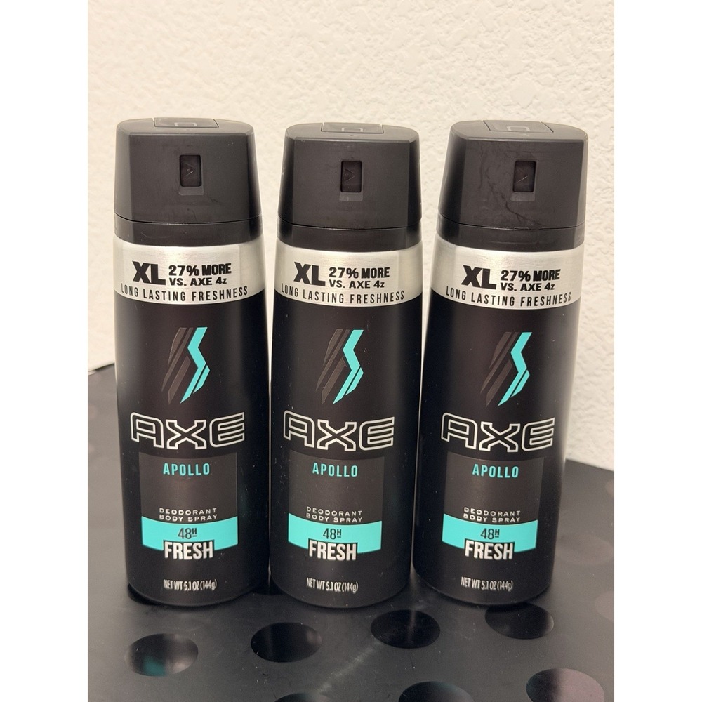 Axe Spray Apollo Men Deodorant‎ Body Spray Fresh 150ml (5 oz) x 3 Pack